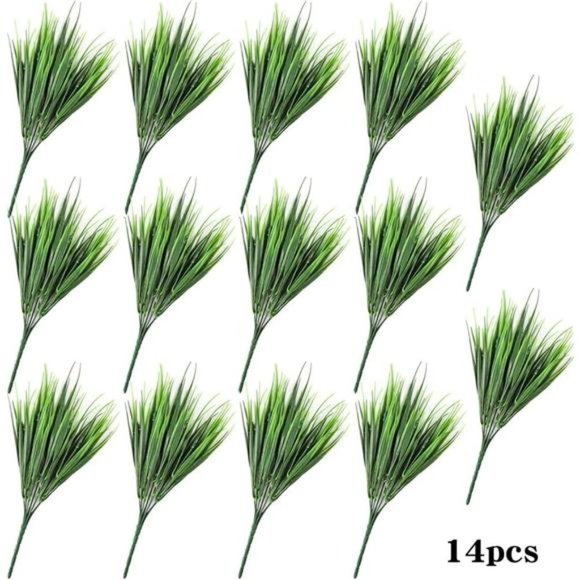 14 Bundles Fake Plants Outdoor,Artificial Grass,UV Resistant Fake Bushes Plastic - Picture 2 of 7